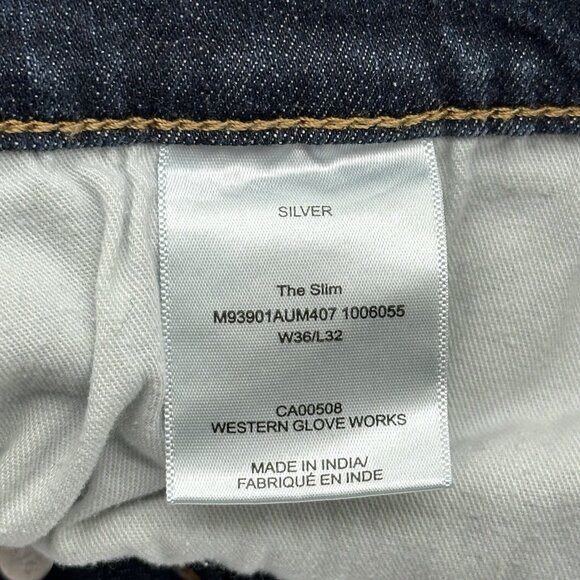 Silver Jeans Authentic The Slim Men's Size 36x27 Dark Wash Stretch Denim Jeans - Picture 7 of 12